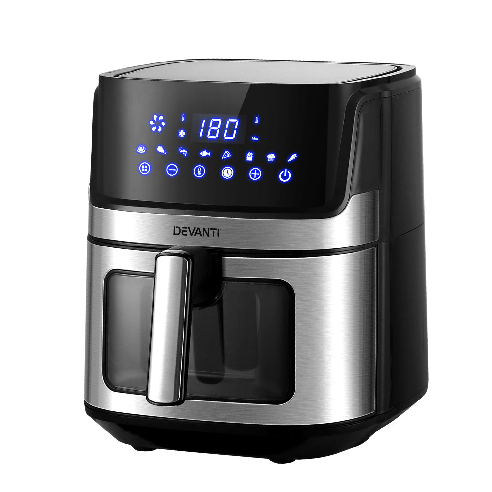 Devanti Air Fryer 6.5L LCD Fryers Clear Window-6