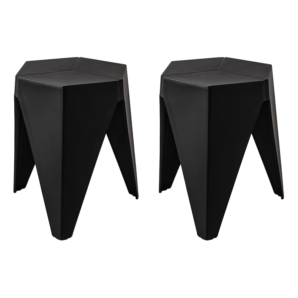 Artiss 2x Bar Stools Puzzle Plastic Foot Stool Black-7