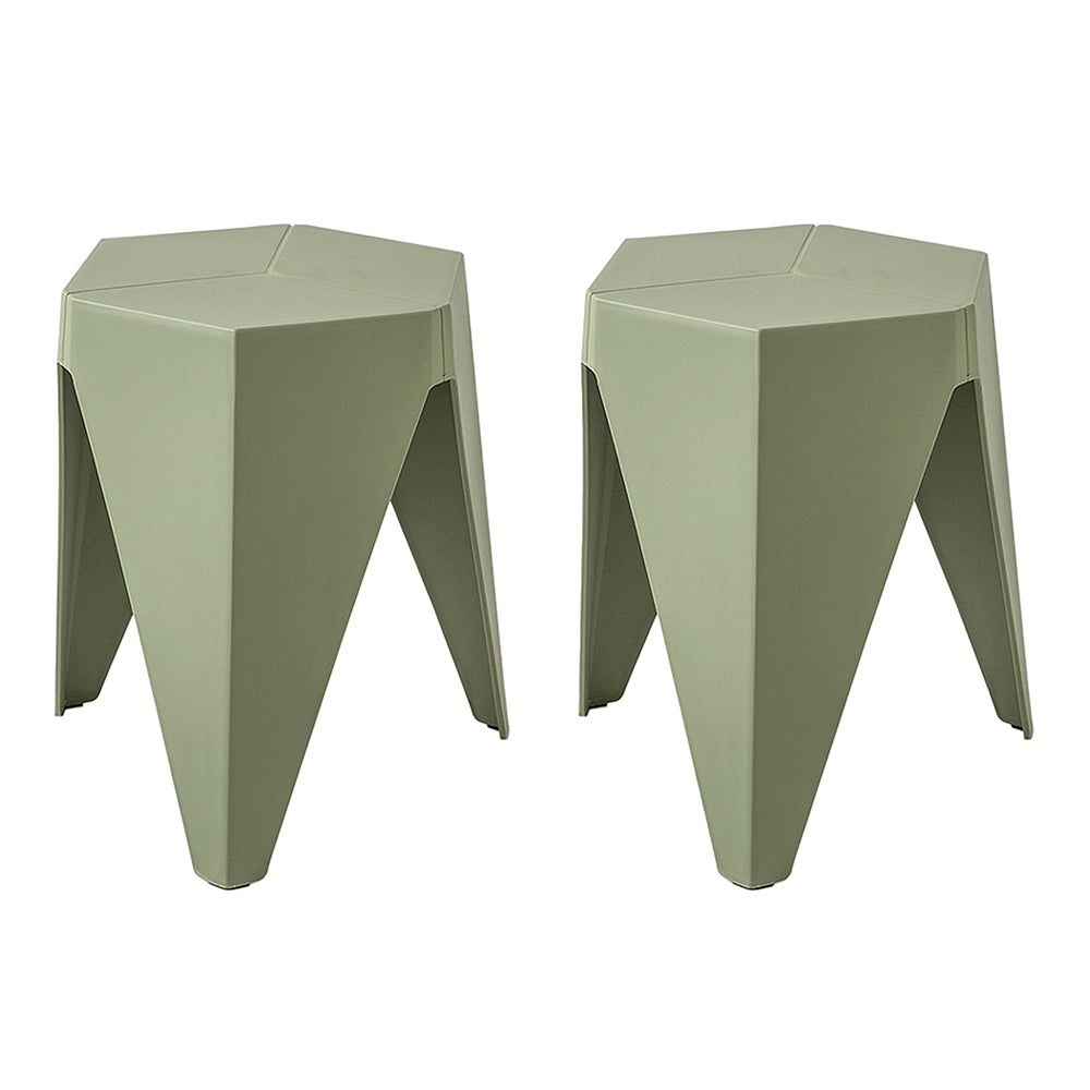 Artiss 2x Bar Stools Puzzle Plastic Foot Stool Green-7
