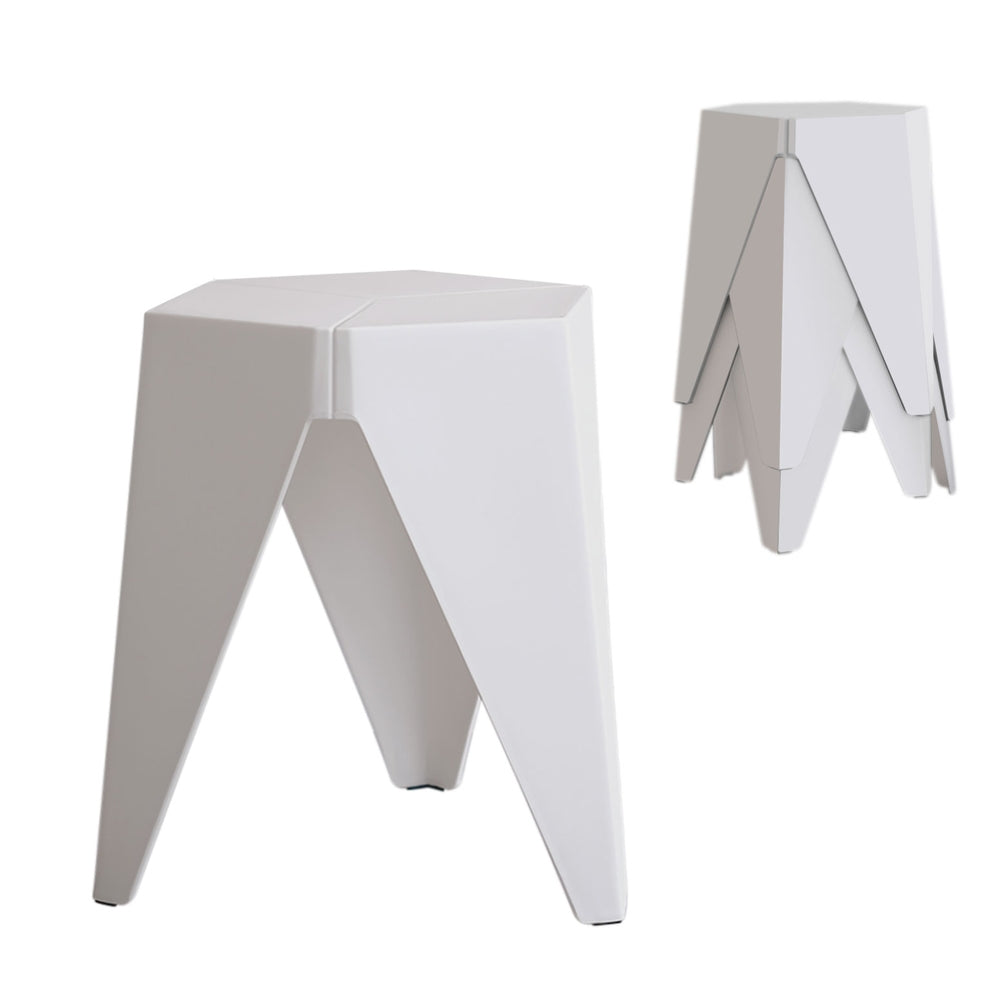 Artiss 4PC Puzzle Stool Bar Stools Stackable White-6