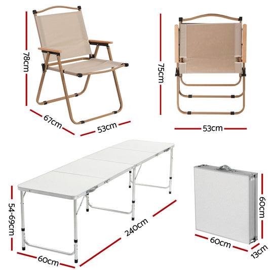 Weisshorn 7pc Camping Table Chair Set Outdoor Folding Aluminium Portable Picnic