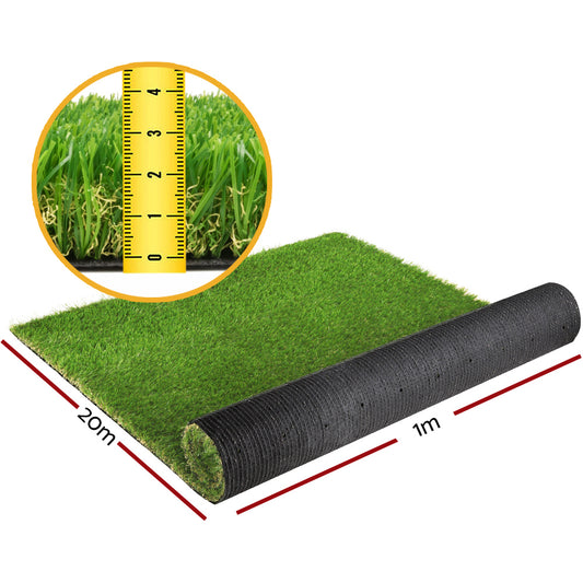 Prime Turf Artificial Grass 30mm 1mx20m Synthetic Fake Lawn Turf Plastic Plant 4-coloured-1