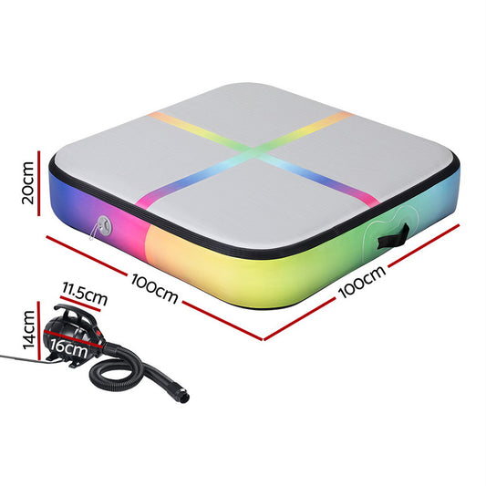 Everfit 1m Air Track Mat Inflatable Gymnastics Tumbling Mat W/ Pump Colourful-1