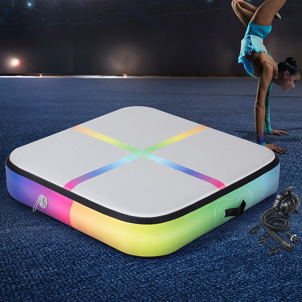 Everfit 1m Air Track Mat Inflatable Gymnastics Tumbling Mat W/ Pump Colourful-6