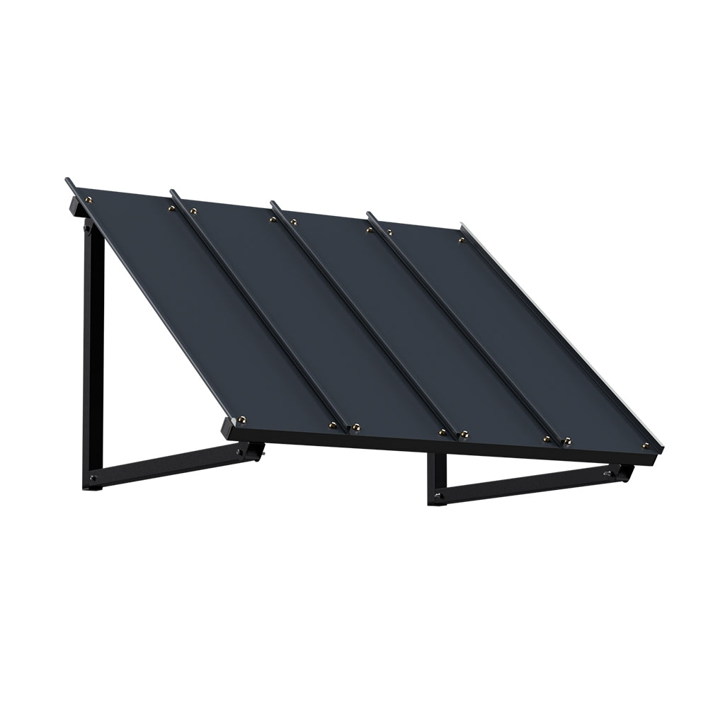 Instahut Window Door Awning Canopy 1mx1.2m Black Metal Frame-4