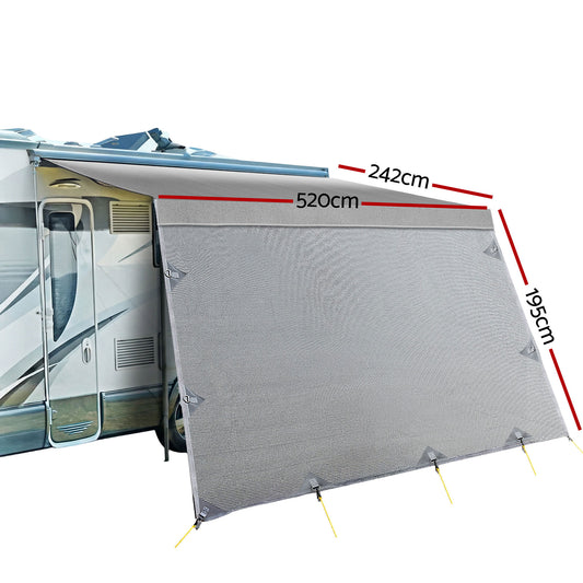 Weisshorn 18ft Caravan Awning Fabric & Privacy Screen RV Roll Out Sun Shade 5.2M