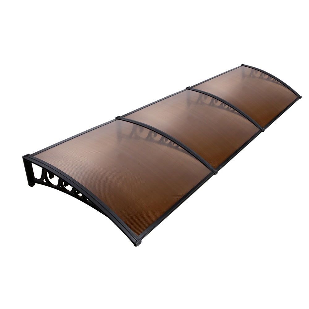 Instahut Window Door Awning 1mx3m Brown-7