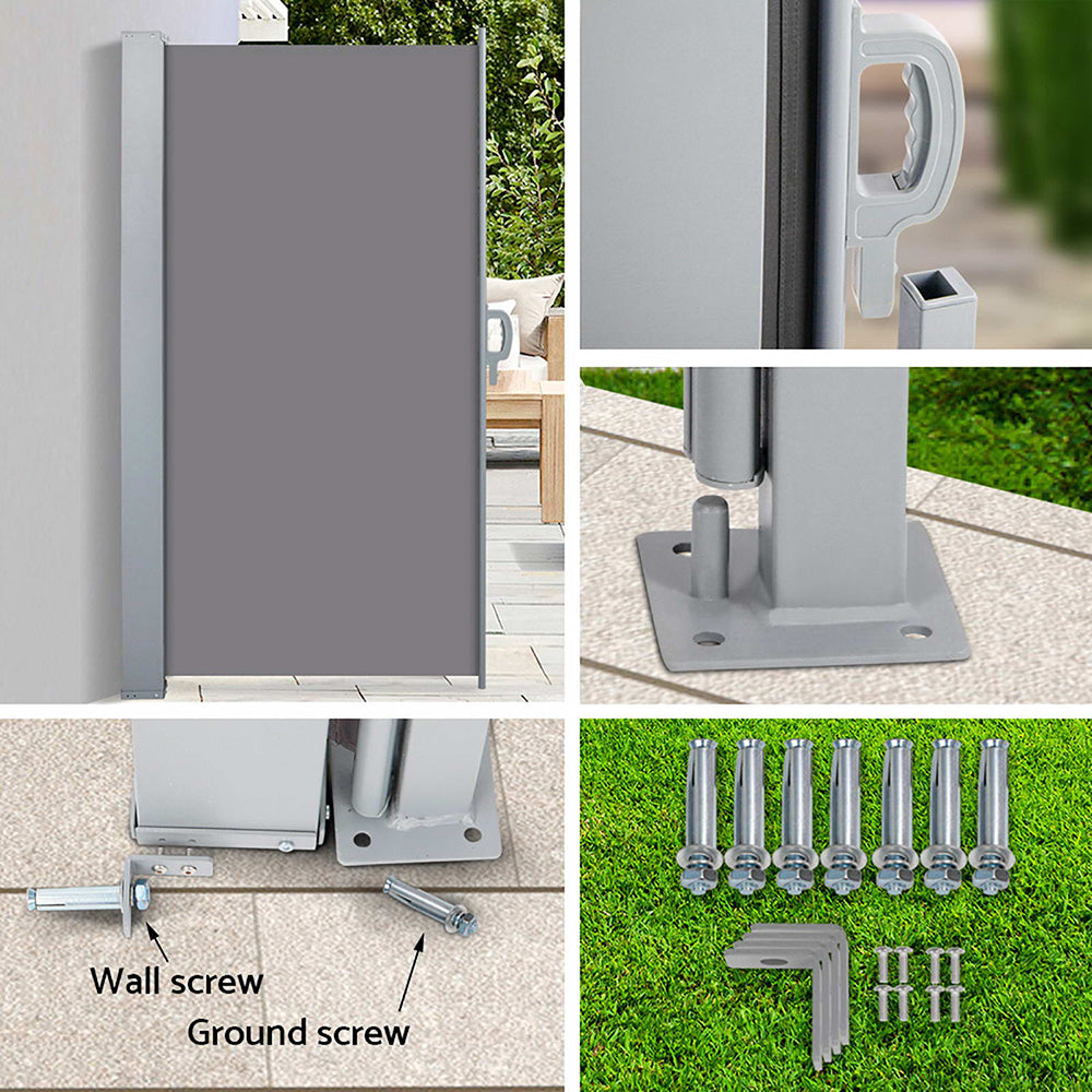 Set of 2 Instahut Side Awning Sun Shade Outdoor Blinds Retractable Screen 1.8X3M GR-6