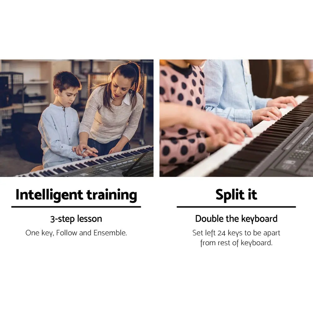 Alpha 61 Keys Electronic Piano Keyboard Digital Electric w/ Stand Lighted Black-5