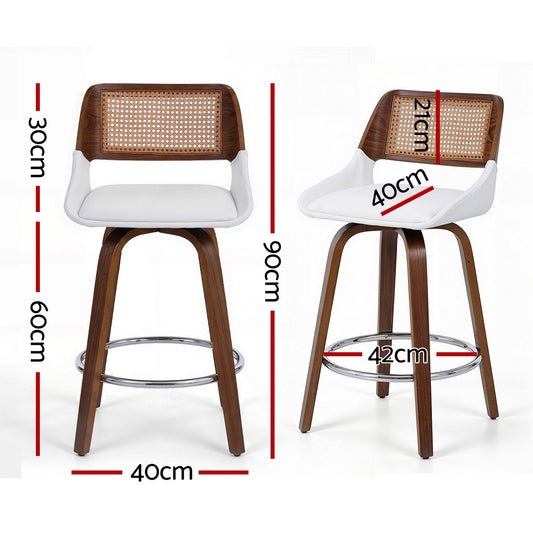 Artiss Wooden Bar Stools Set of 2 Swivel Kitchen Counter Stool Chair 60cm Seat Height