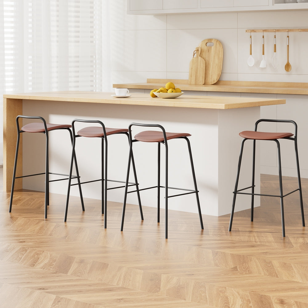 4x Artiss Bar Stools Kitchen Counter Dining Chair Metal Brown-6