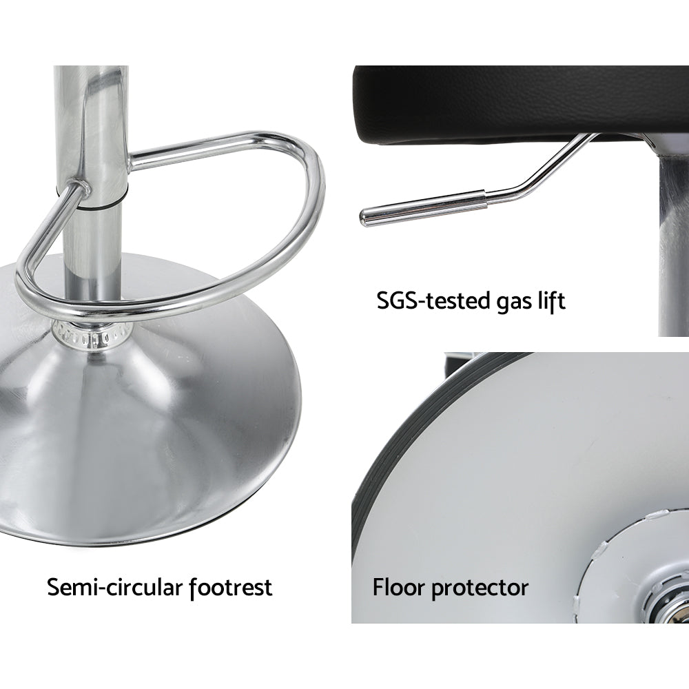 Artiss 2x Bar Stools PU Leather Gas Lift Black-6