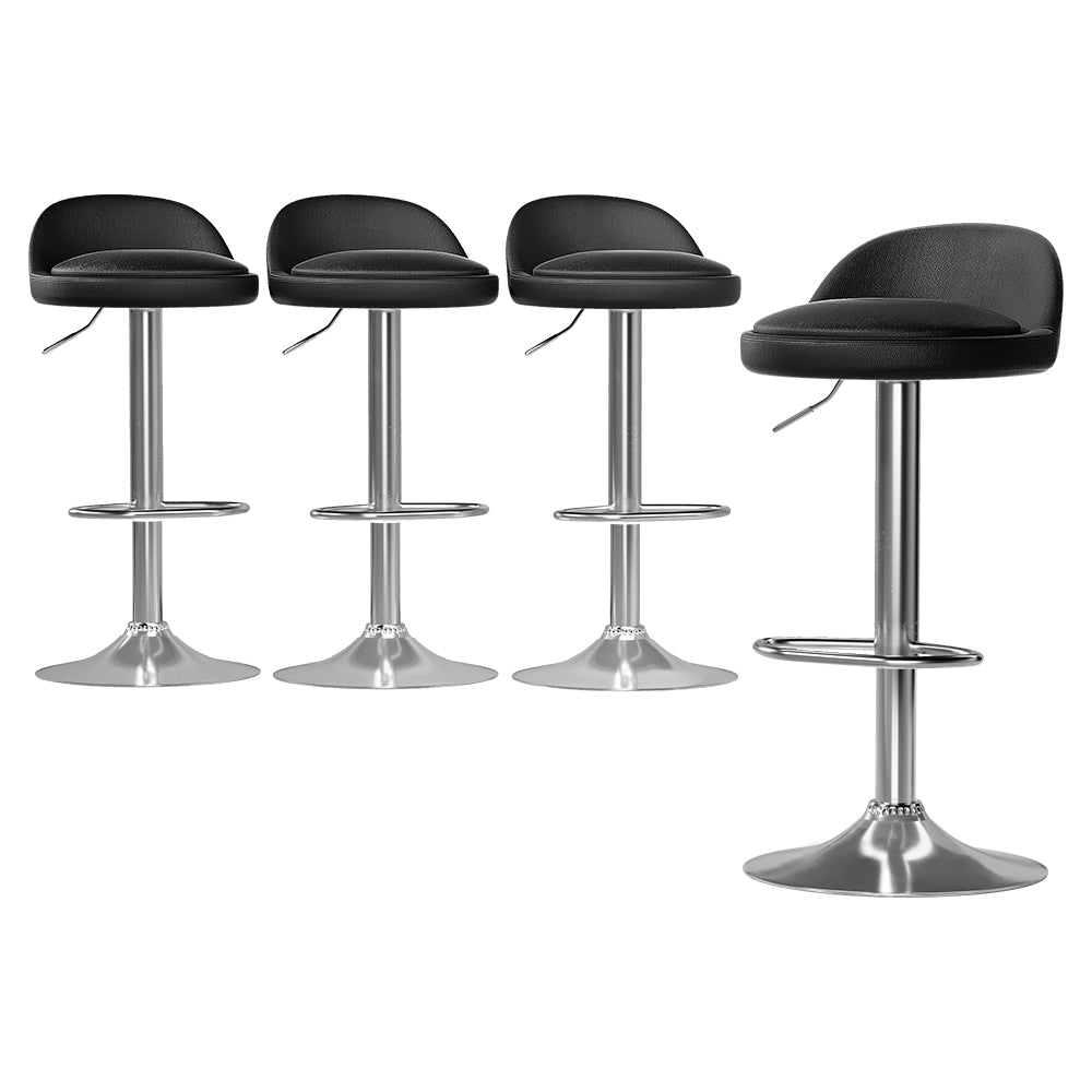 Artiss 4x Bar Stools PU Leather Gas Lift Black-7