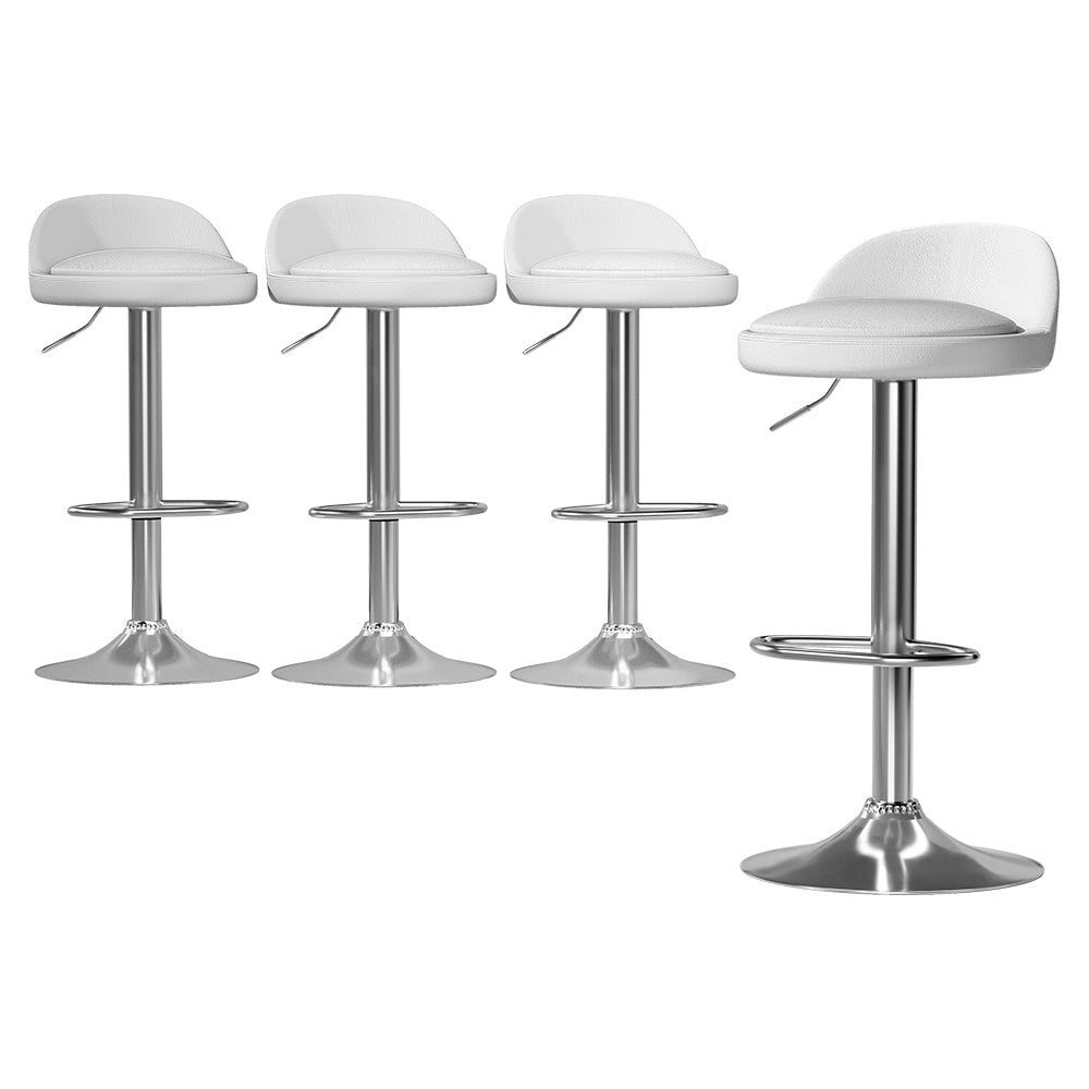 Artiss 4x Bar Stools PU Leather Gas Lift White-6