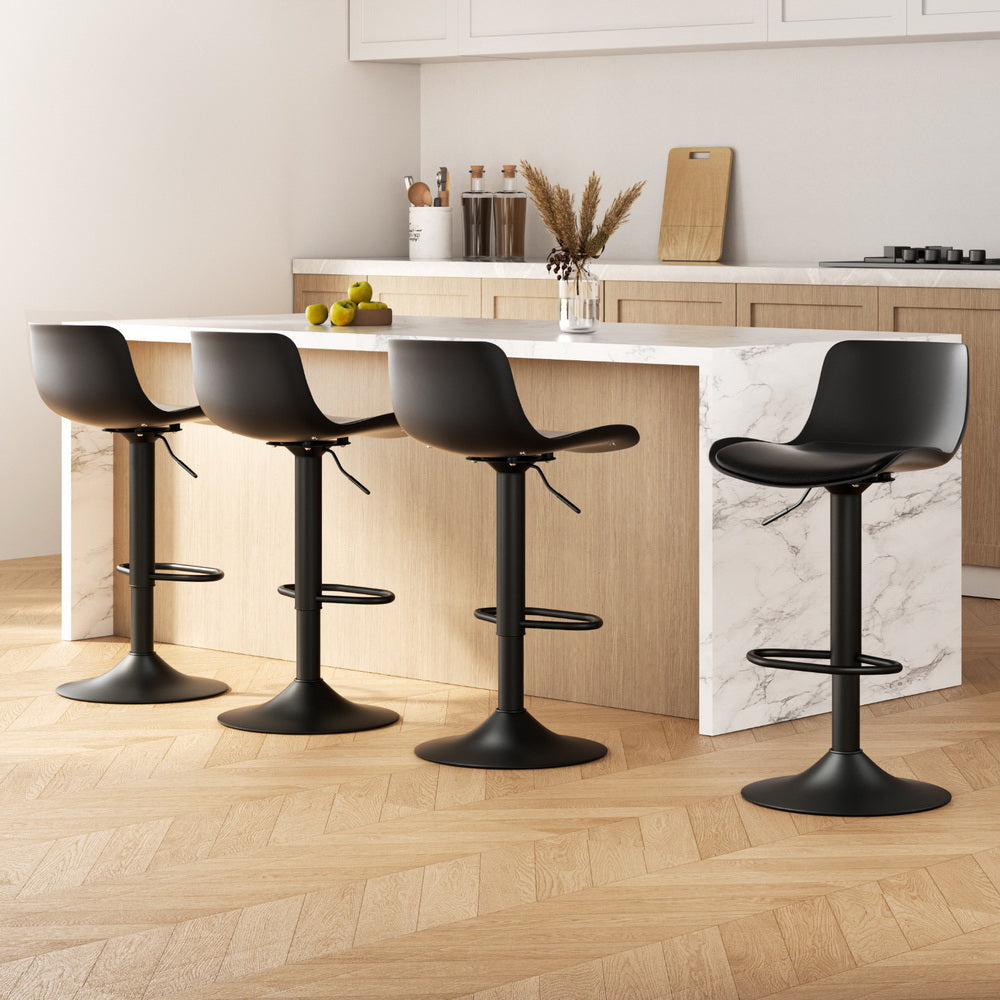 Artiss 4x Bar Stools Padded Seat Gas Lift Black-6