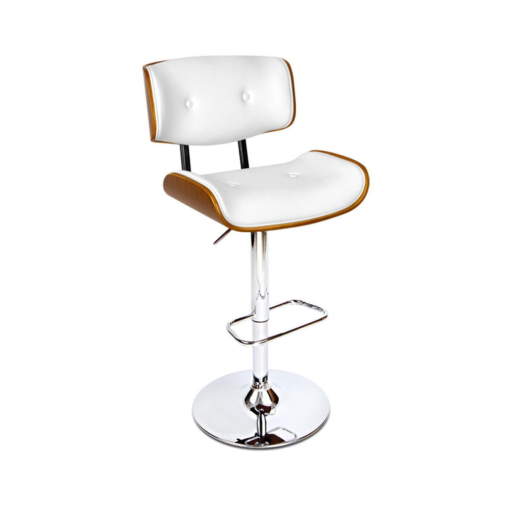 Artiss Bar Stools Gas Lift Leather White-7