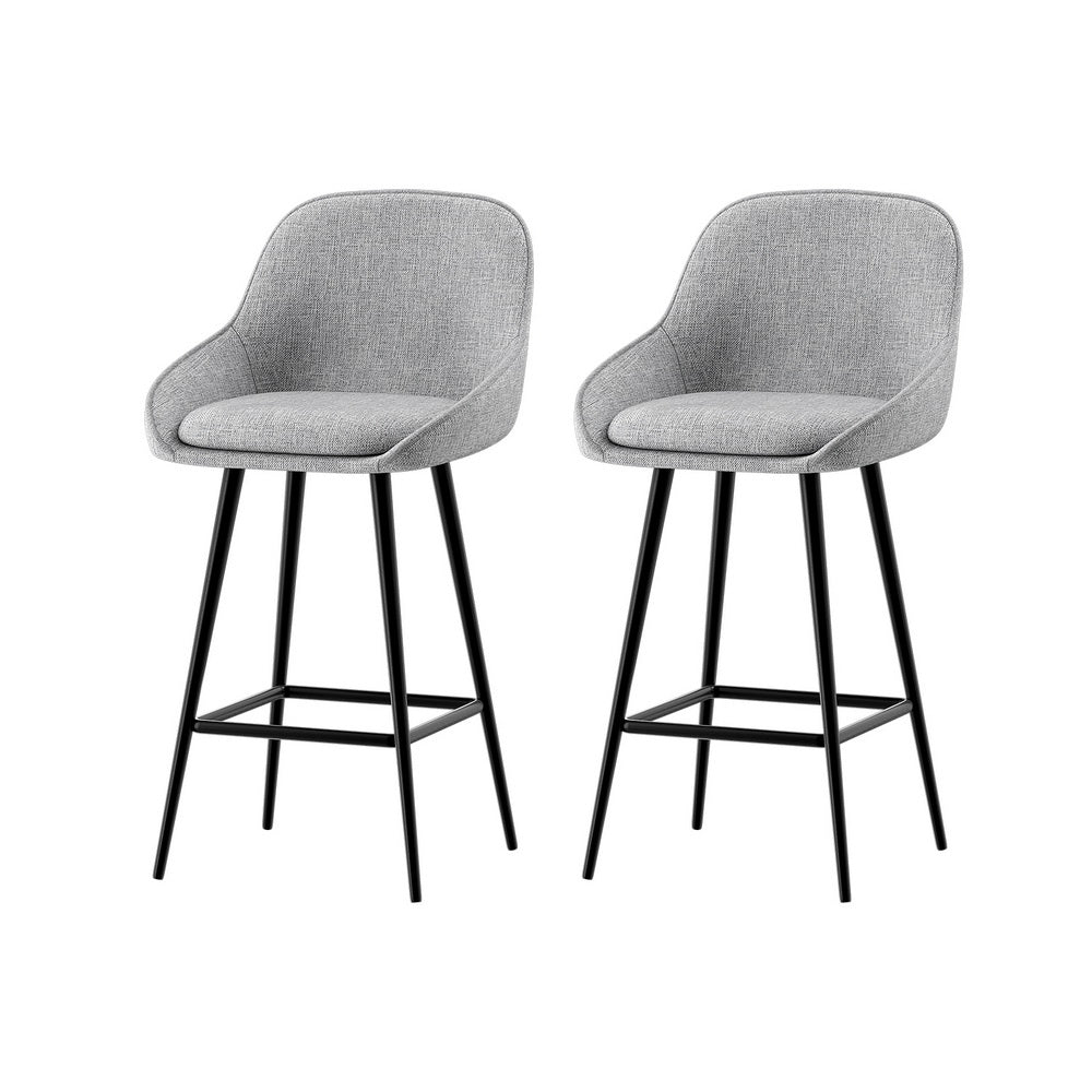 Artiss 2x Bar Stools Upholstered Stool Counter Seat Kitchen Dining Chairs-6