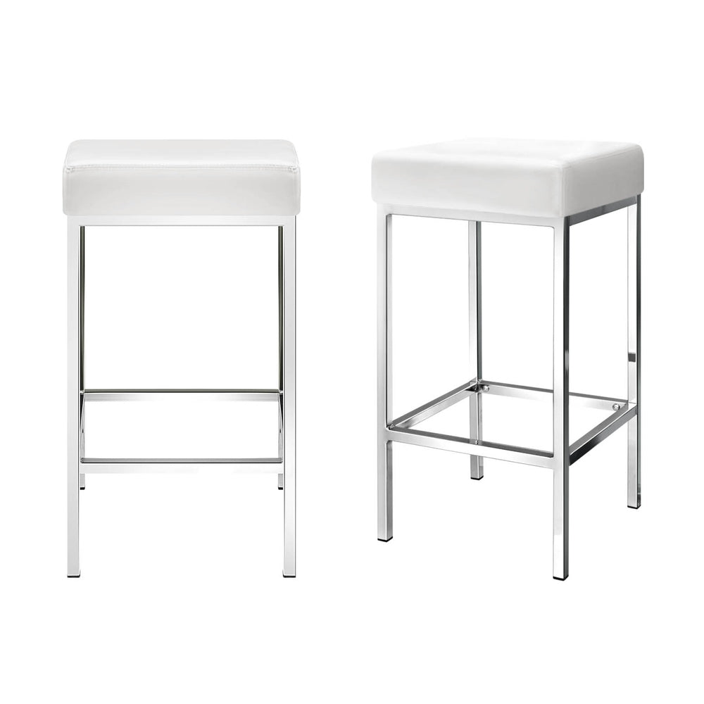 Artiss 4x Bar Stools Leather Padded Metal White-6