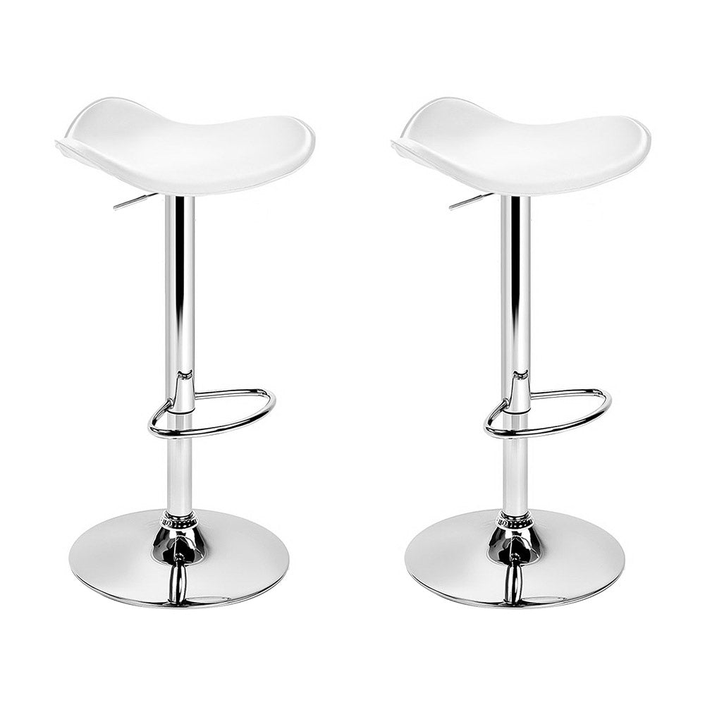 Artiss 2x Bar Stools Leather Gas Lift Chair White-7