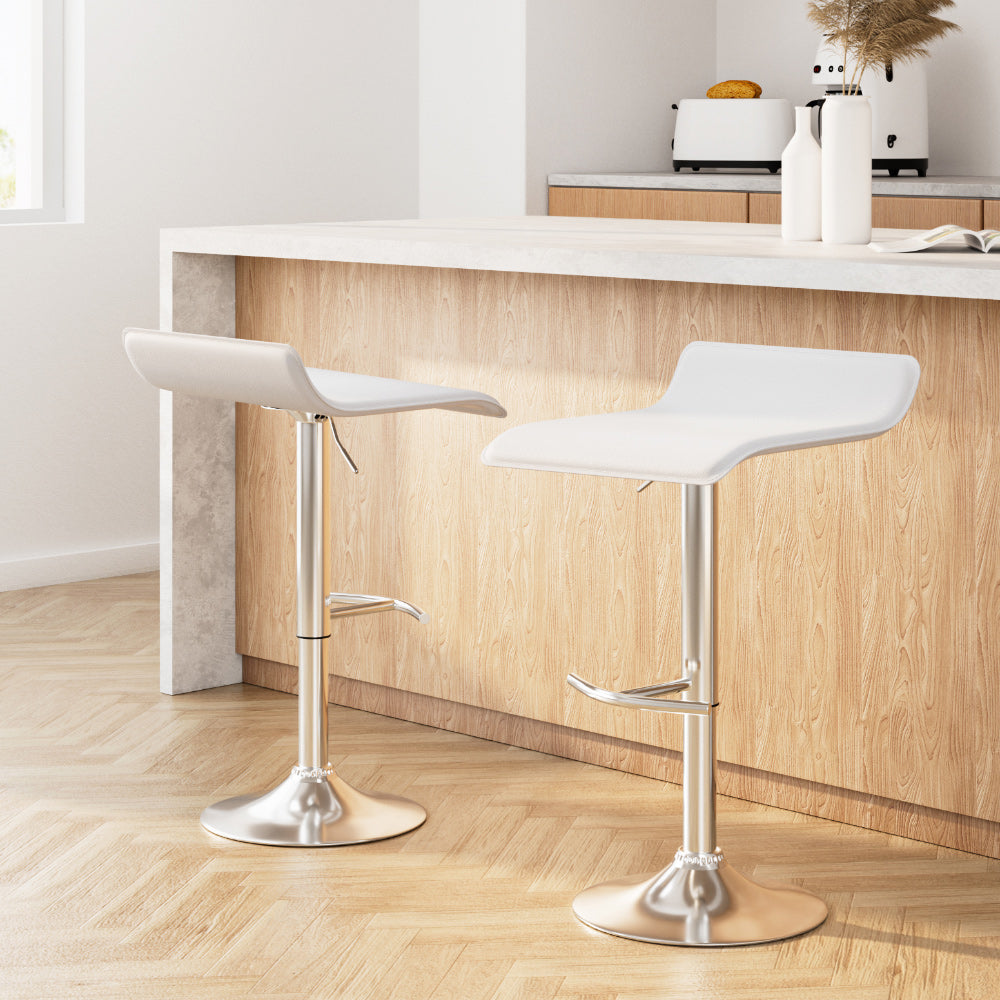 Artiss 2x Bar Stools Adjustable Gas Lift Chairs White-7