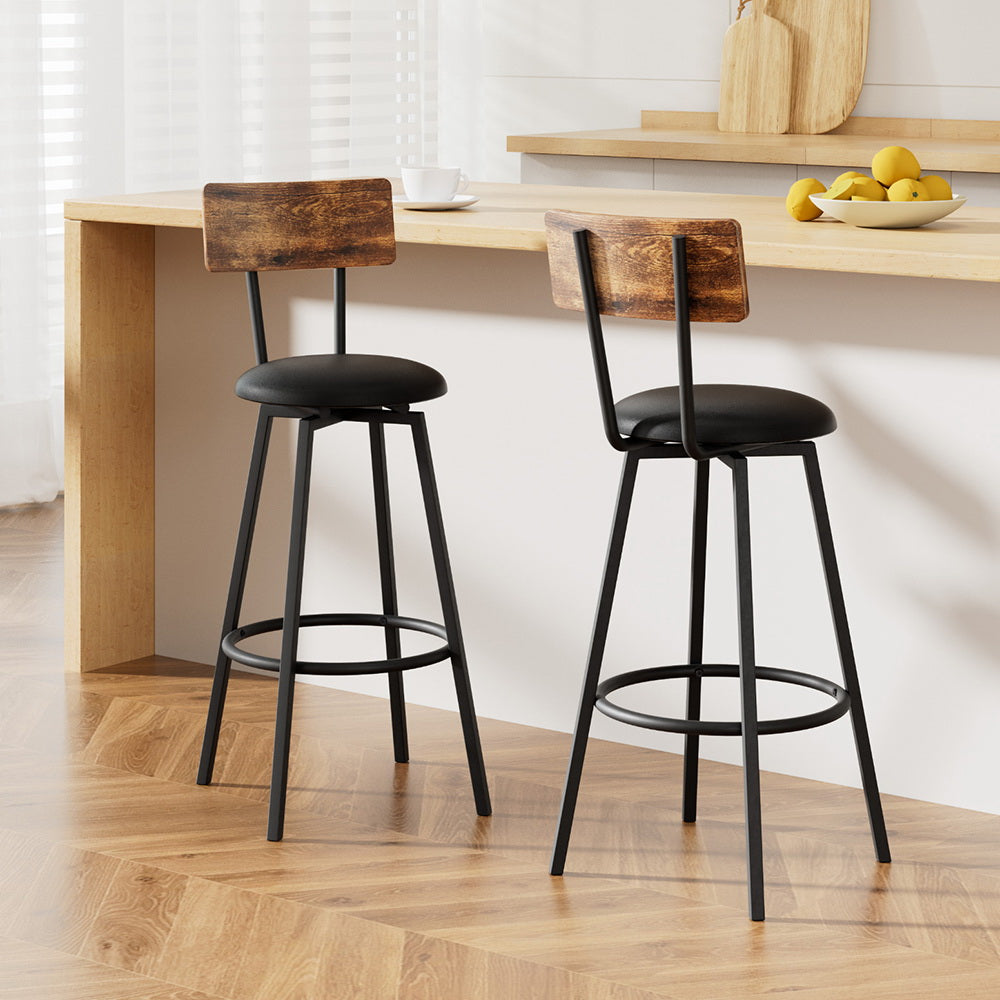 Artiss 2X Industrial Bar Stools Upholstered Counter Chairs Steel Frame Anti-Scratch-6