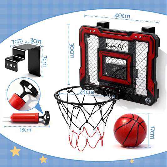 Everfit Mini Basketball Hoop Over Door Indoor LED Scoreboard Kids Set 40x30cm-1