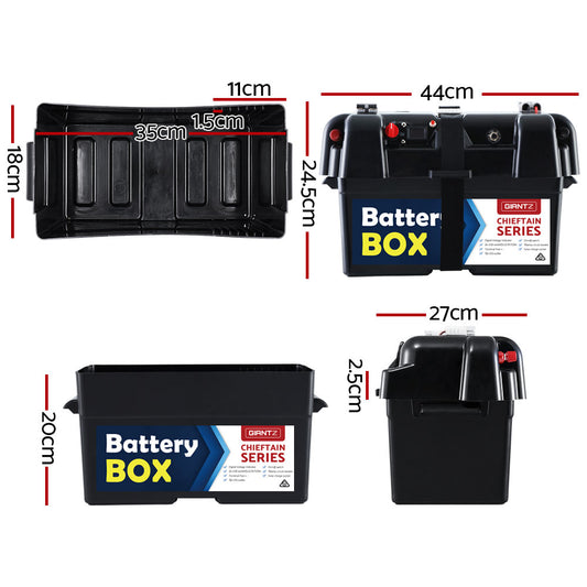 Giantz AGM Battery Box 12v Large Deep Cycle Box Portable Solar Caravan Camping-1