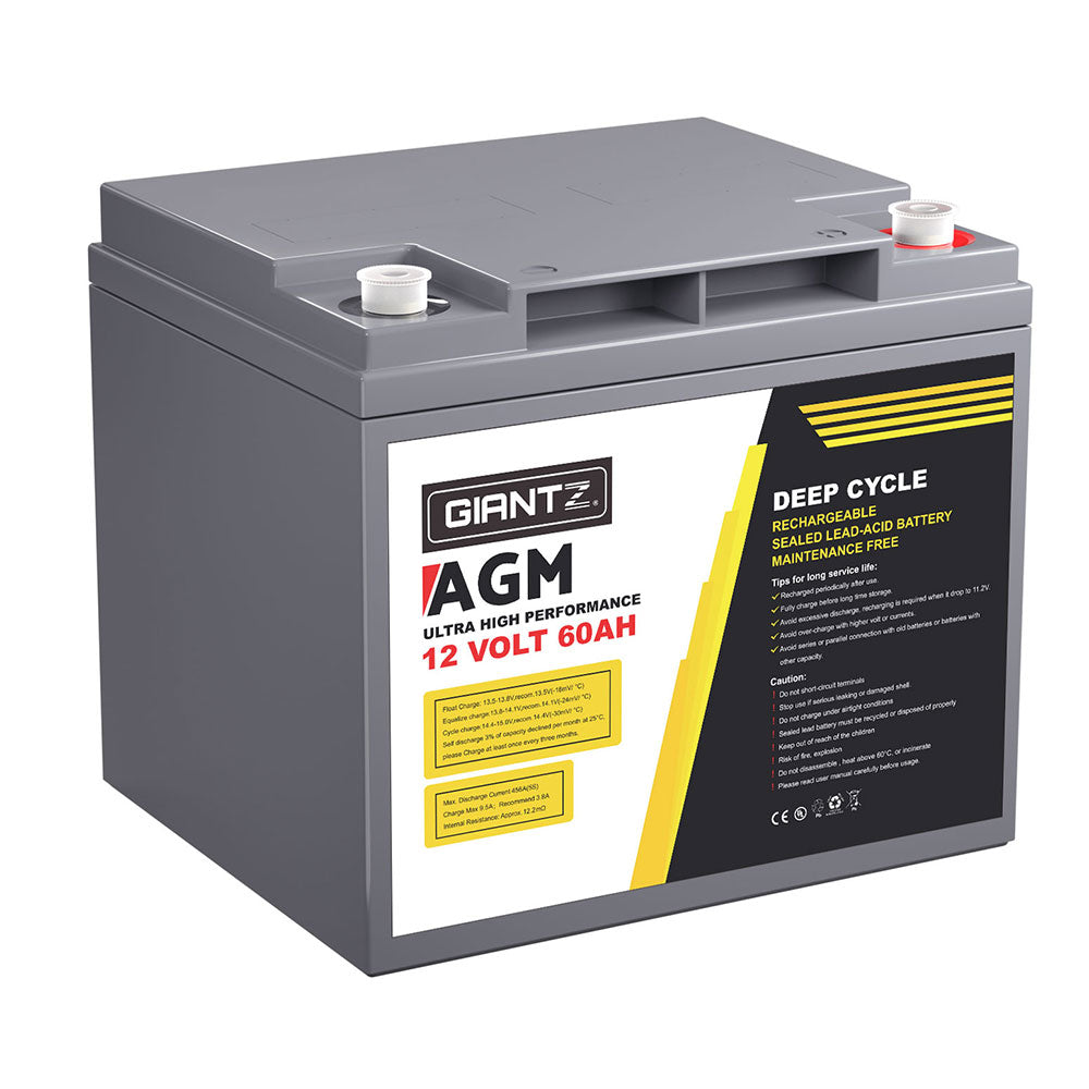 Giantz AGM Battery 12V 60Ah Deep Cycle Box Portable Solar Caravan Camping-6