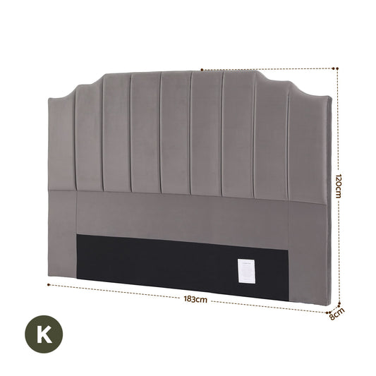 Artiss Bed Head Headboard King Velvet 183CM - Grey