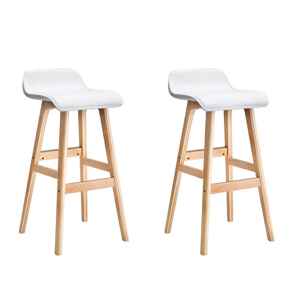 Artiss 2x Bar Stools Wooden Stool White-7