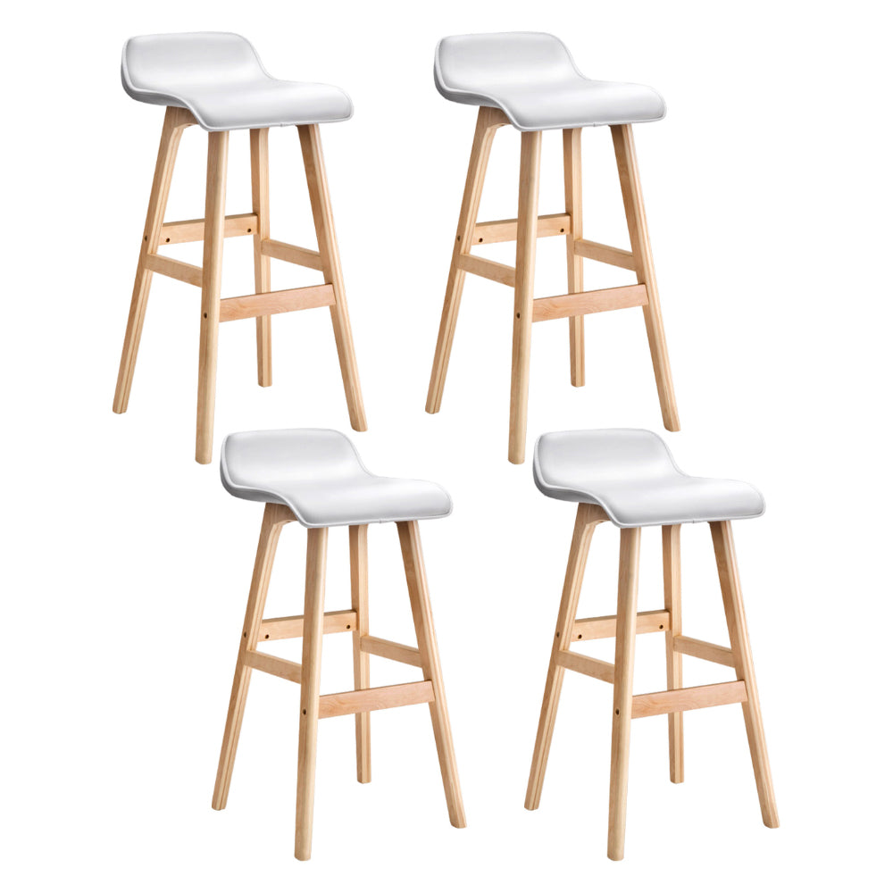 Artiss 4x Bar Stools Wooden Stool White-6