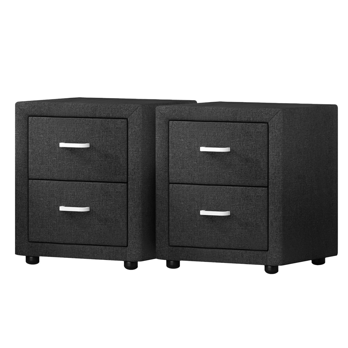 Artiss 2X Bedside Table 2 Drawers Fabric - CADEN Charcoal-6