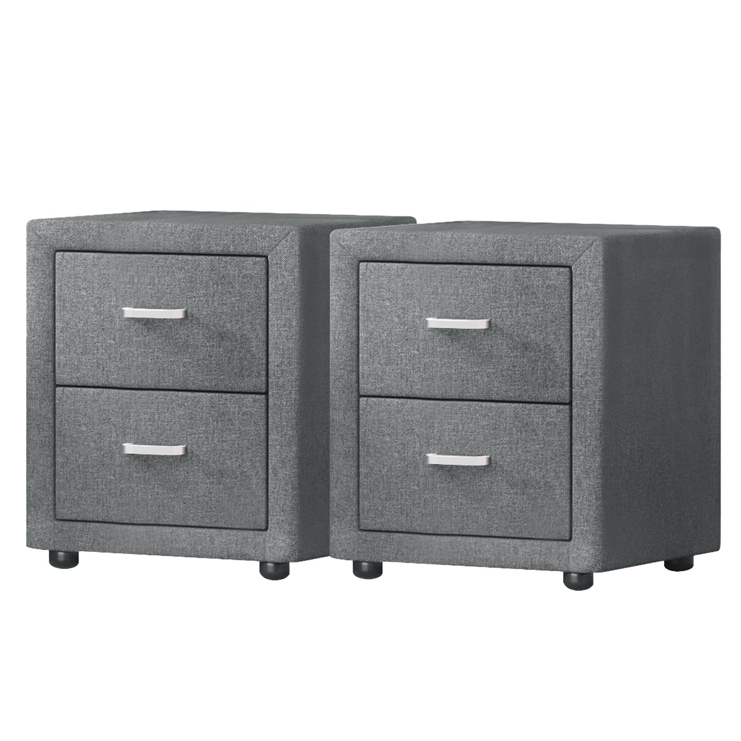 Artiss 2X Bedside Table 2 Drawers Side Table Fabric - CADEN Grey-6