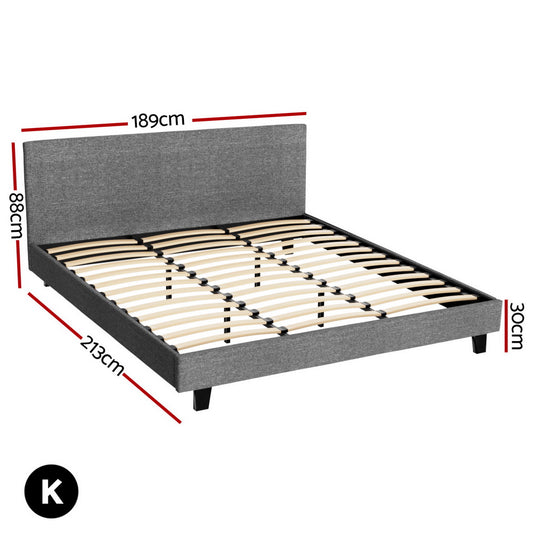 Artiss Bed Frame King Size Grey NEO-1