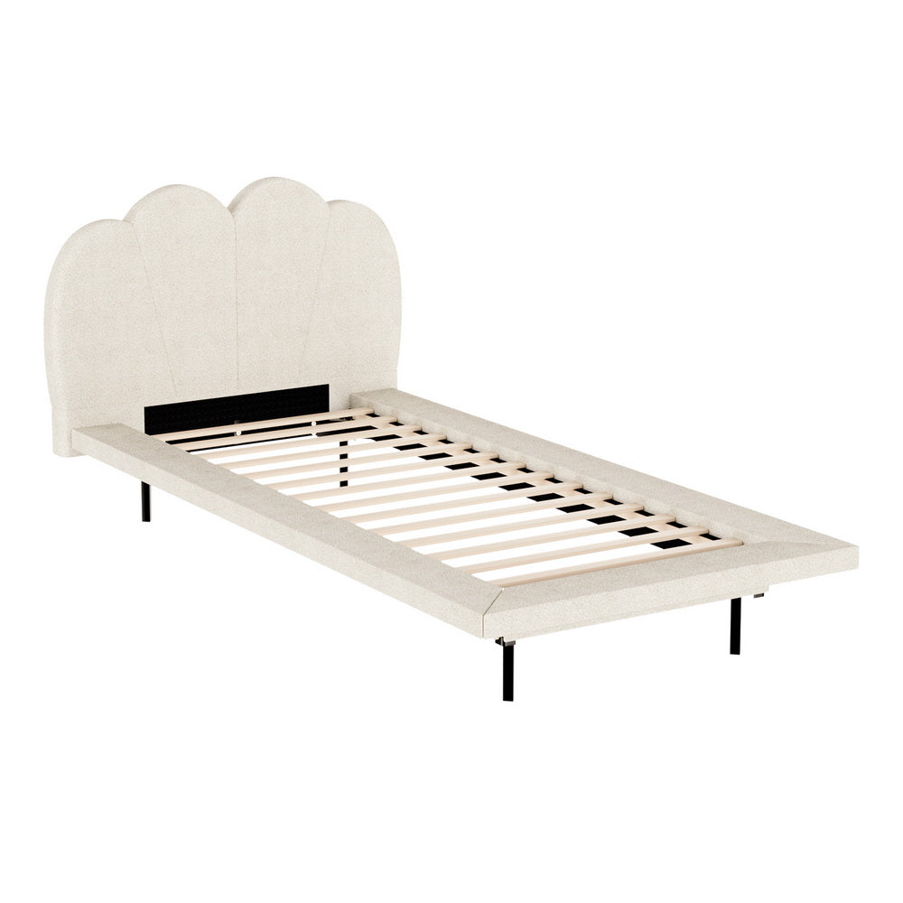 Artiss Bed Frame Single Size Boucle Beige SASA-6
