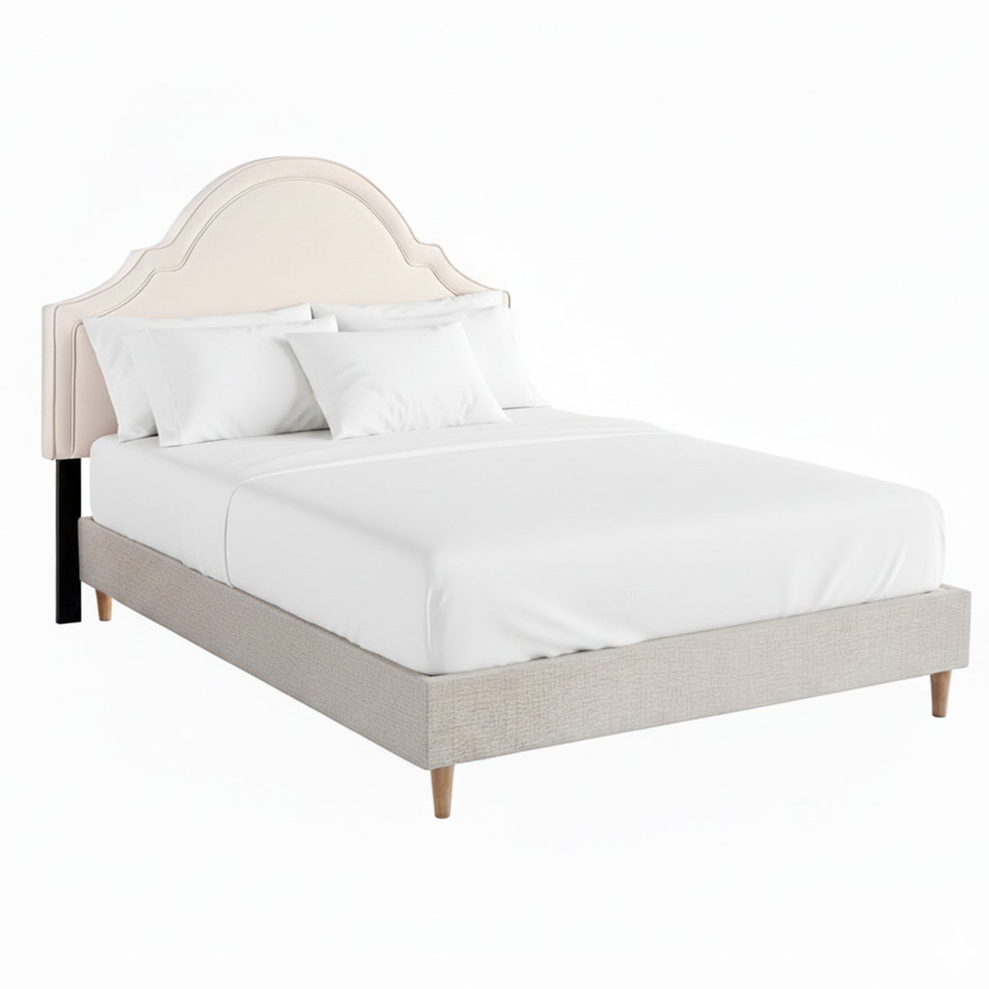 Artiss Queen Bed Frame with Storage Scalloped Velvet Headboard Wooden Platform Base-6