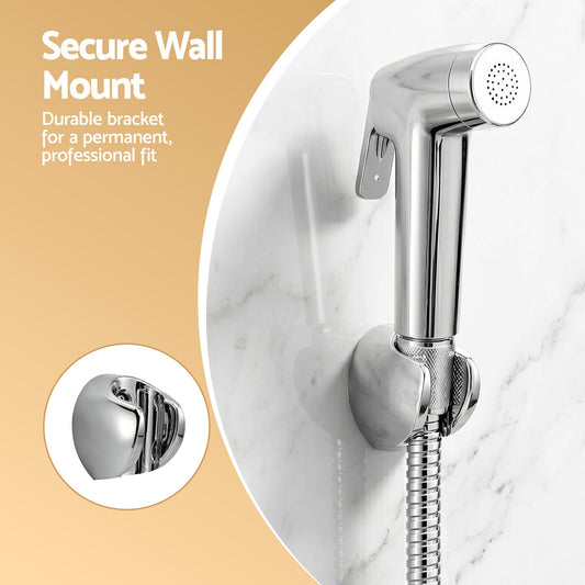 Cefito Handheld Bidet Sprayer for Toilet 1.5m Stainless Steel Hose Jet Spray for Feminine Wash Cloth Diaper Pet Bath Adjustable Pressure Bidet Attachment with G1/2 Valve Silver