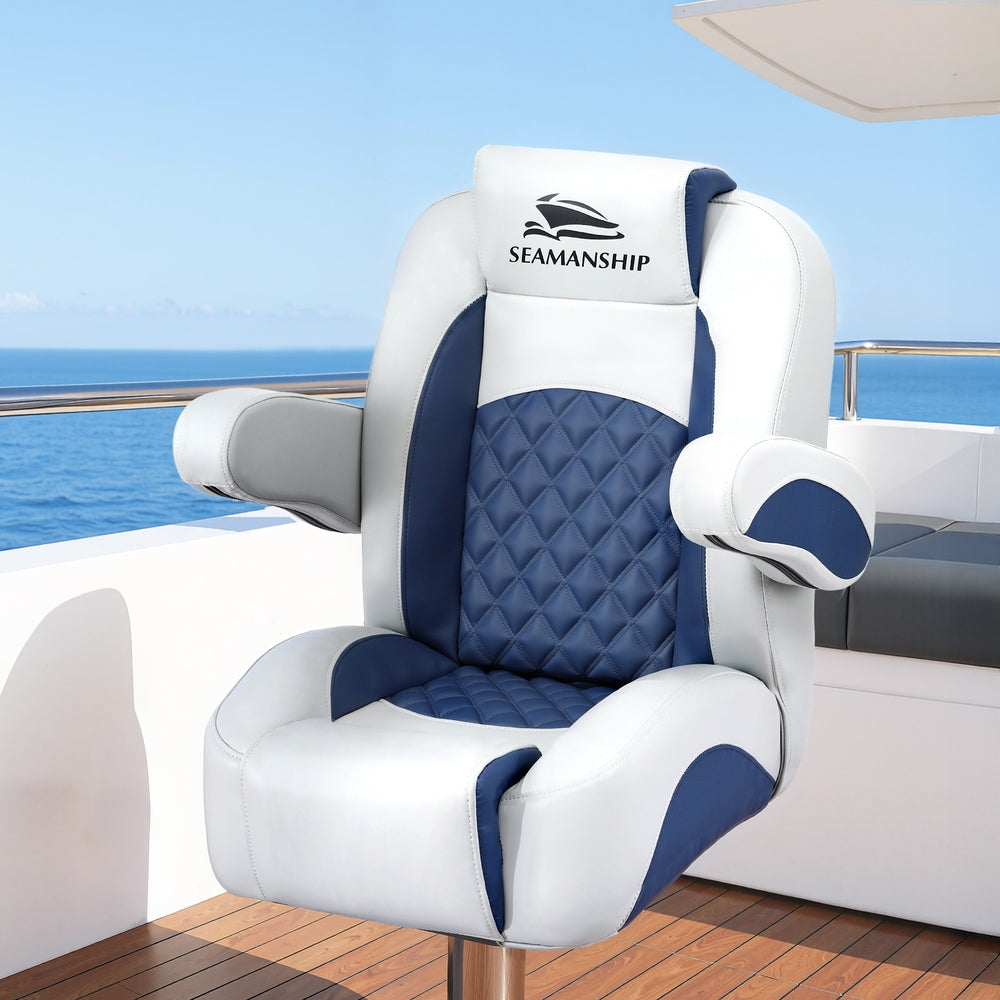 Seamanship Reclining Captain Boat Seat 90°-155° Recline, 19cm Thick Cushion-6
