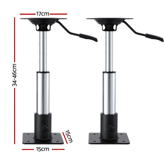 Seamanship Boat Seat Pedestal 34–46cm Adjustable Gas Lift 360 Degrees Swivel 2 Pack