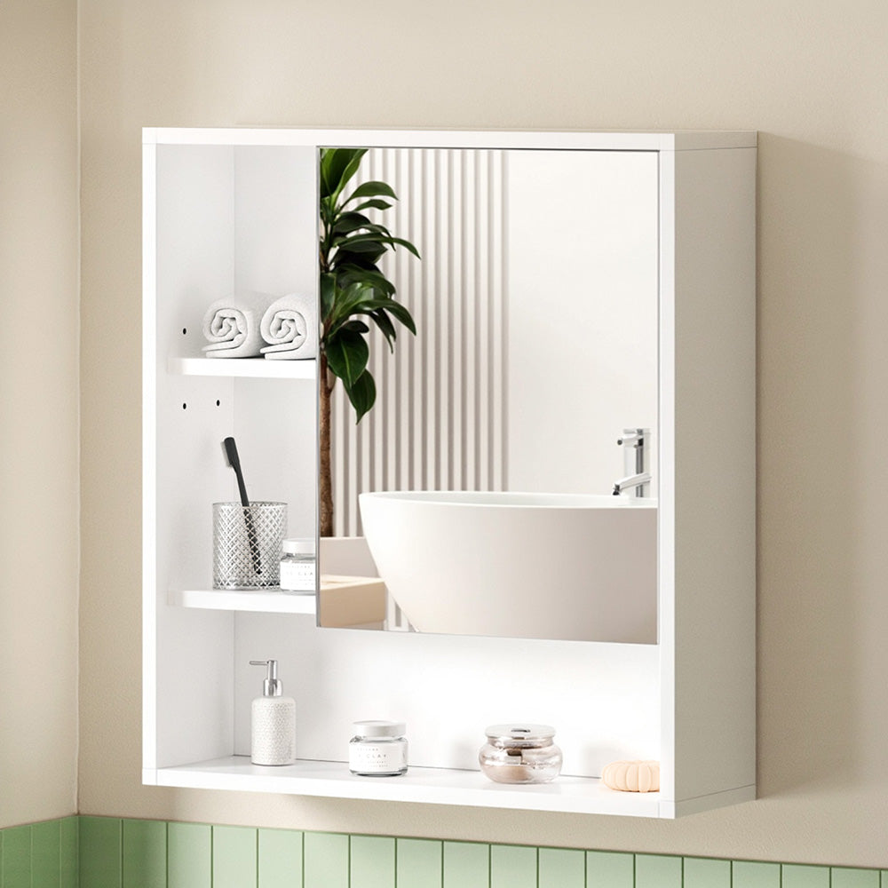 Cefito Bathroom Mirror Cabinet Mirrored Medicine Adjustable Shelf Wall Mounted 560mm White-6