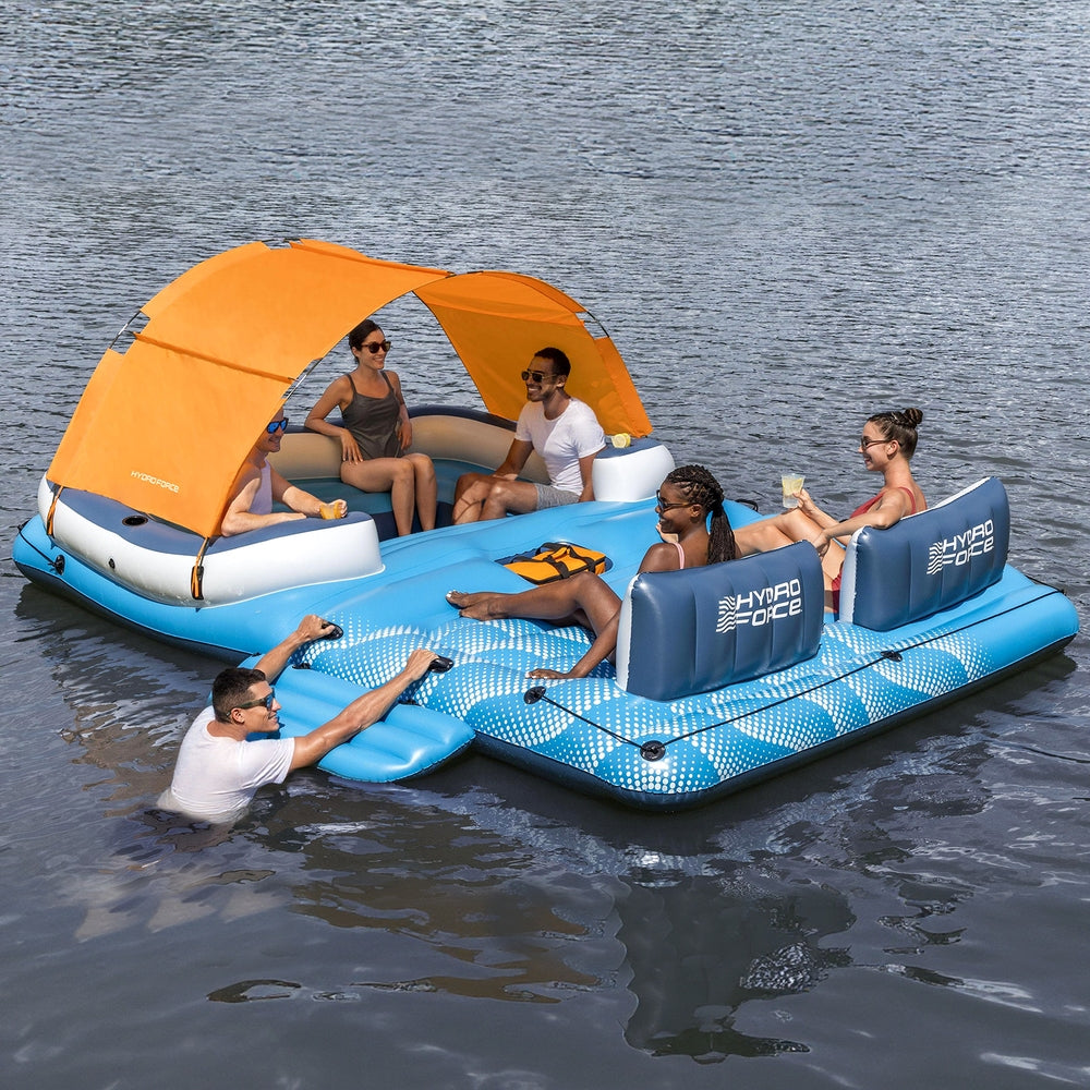 Bestway Pool Float Island Inflatable Lounge 6-person Raft Seat Canopy-6