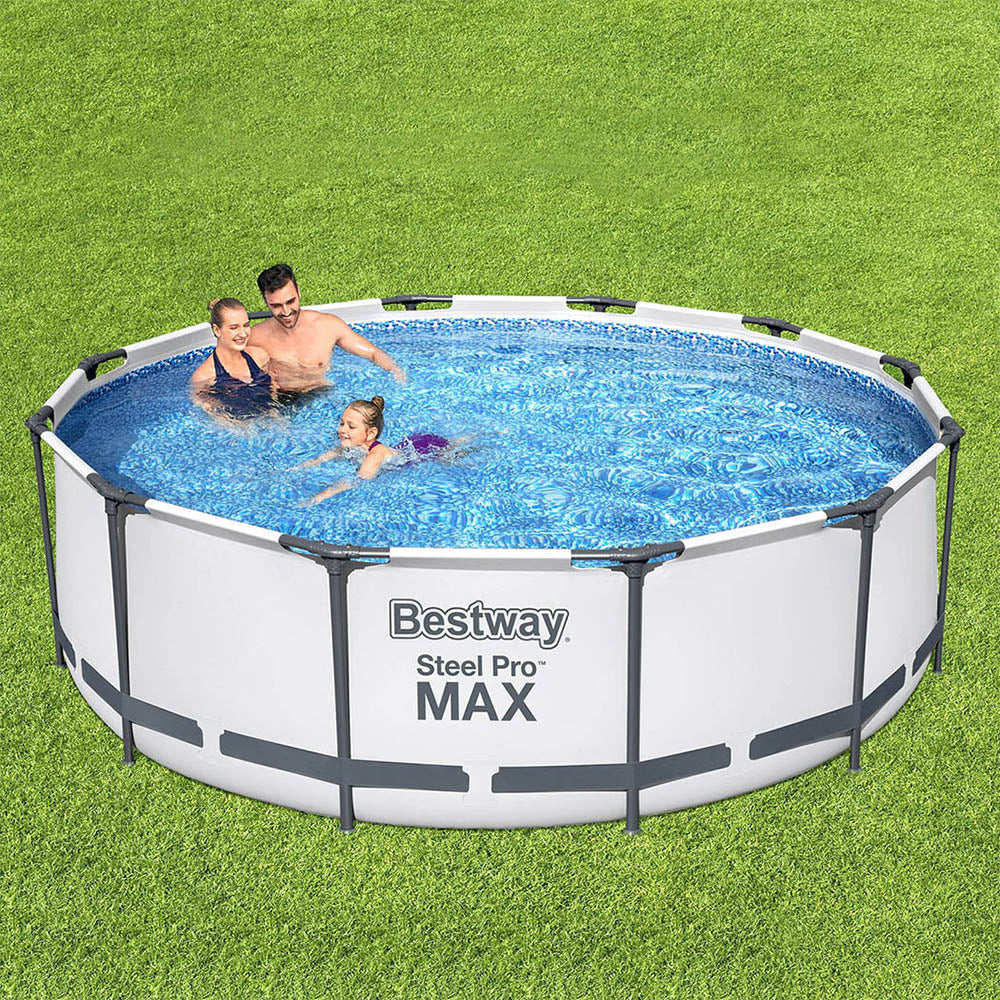 Bestway Swimming Pool 366x100cm Steel Frame Round Above Ground Pools w/ Filter Pump 9150L-6