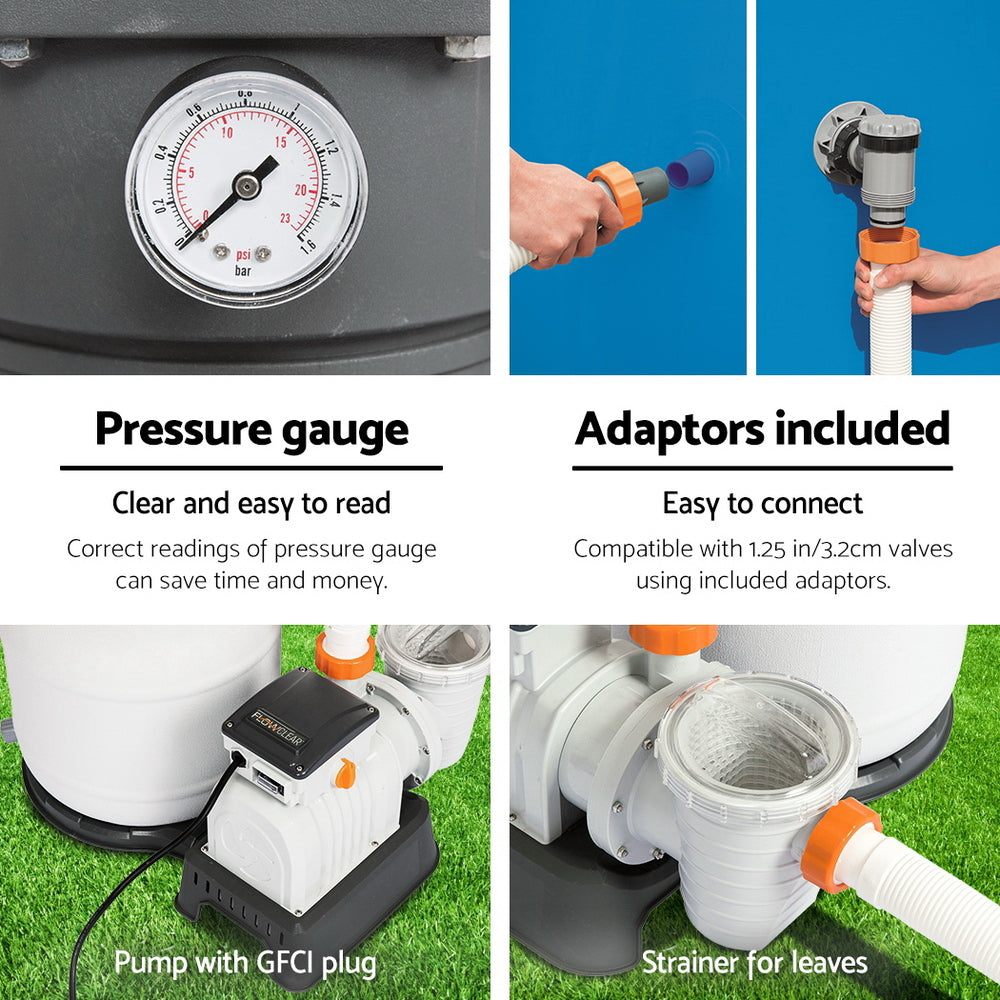 Bestway Pool Pump Sand Filter 1500GPH 5678L/H Pools Flowclear Filters-5