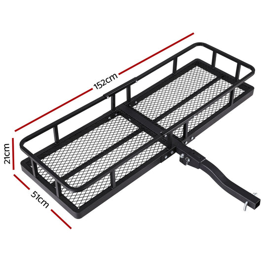 Giantz Universal Car Roof Rack Foldable Hitch Basket Cargo Carrier 152cm Black-1