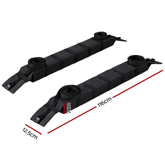 Universal Soft Car Roof Rack 116cm Kayak Luggage Carrier Adjustable Strap Black-1