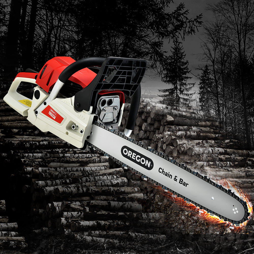 Giantz Chainsaw Petrol 52CC 20" Oregon Bar Commercial E-Start Pruning Chain Saw-7