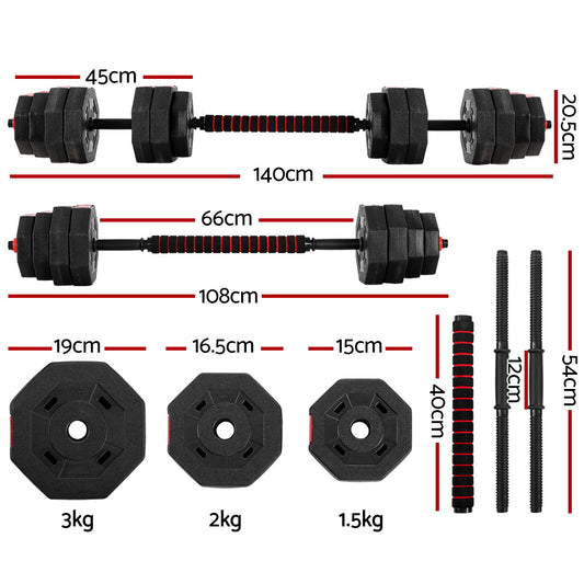 Everfit 40kg Dumbbells Barbell Set Adjustable Dumbbell Weight Lifting-1