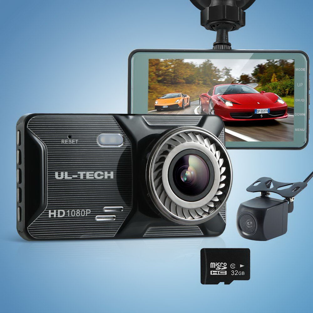 UL-tech Dash Camera 1080P 4" Front Rear Cam,UL-tech Dash Camera 1080P 4" Front Rear View Dual Cam Car DVR Reverse Recorder-7