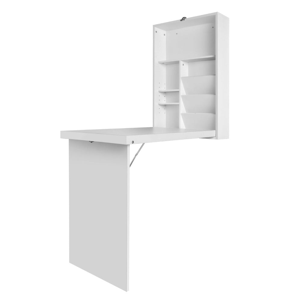Artiss Computer Desk Bookshelf Wall Mount White-7