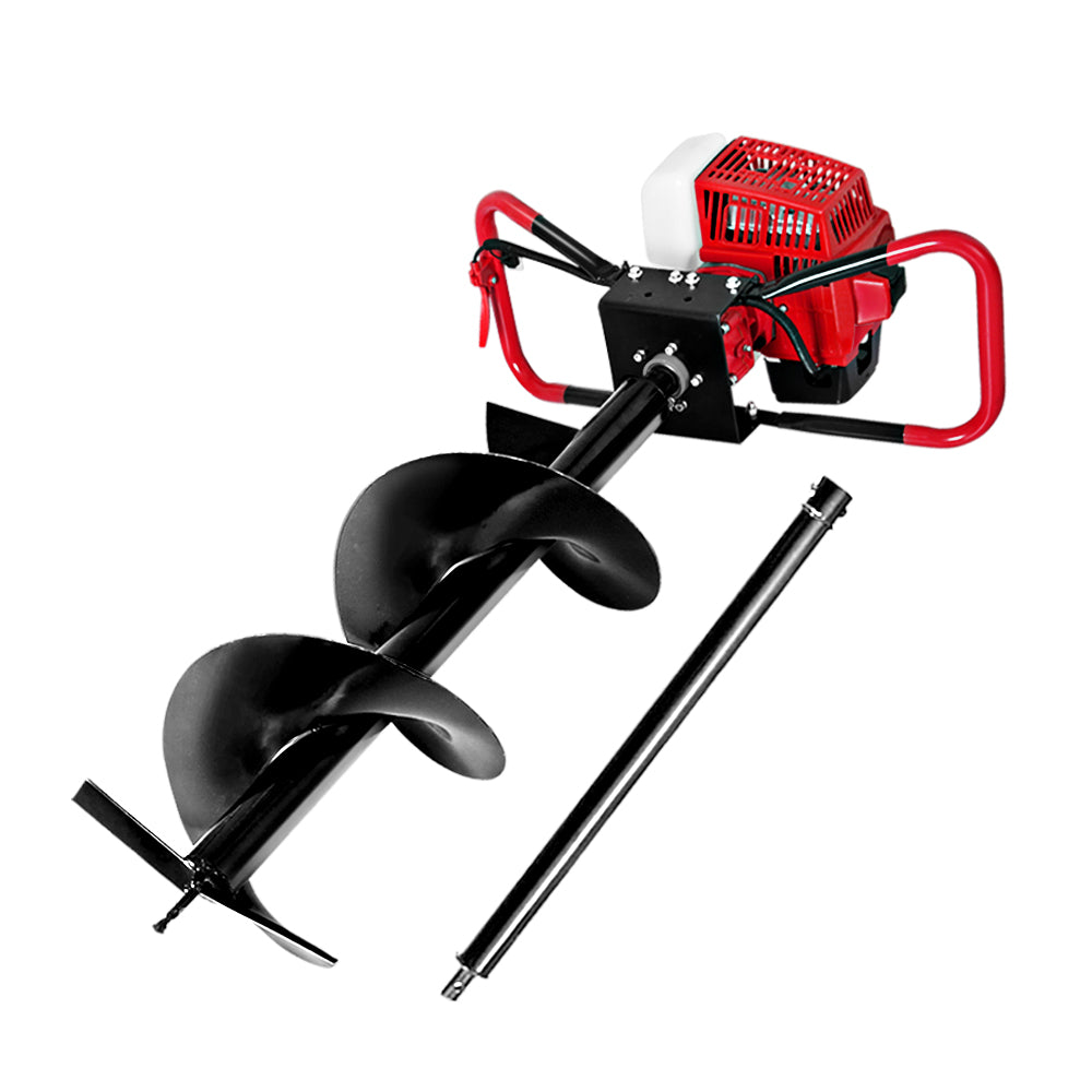 Giantz 80CC Post Hole Digger 300mm Petrol Drill Extension Auger Bits-6